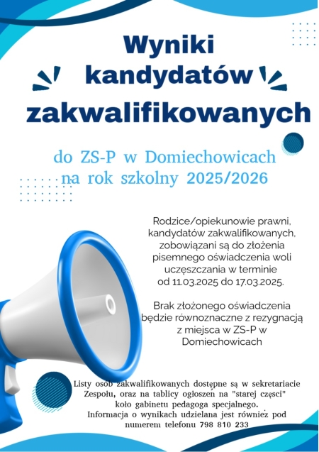 Wyniki rekrutacji na rok szkolny 2025/2026