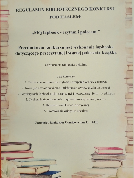 KONKURS ,,MÓJ LAPBOOK- CZYTAM I POLECAM''