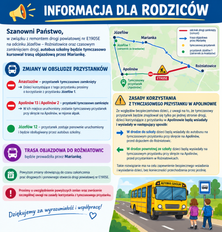 Zmiana kursu autobusu szkolnego od 28.09.2026